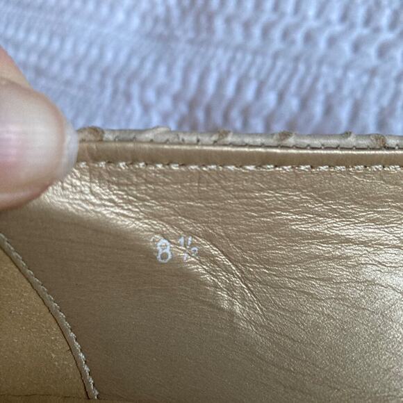 Hogan Flats Women 8.5 Tan Leather Square Toe Made in Italy Imitation Snakeskin - Picture 10 of 12